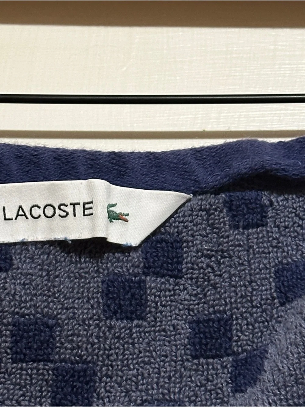 Lacoste Croc Logo Hand Towel Navy Mini Squares 16x30 Cotton Soft Bath Towels (2)